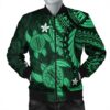 Hawaii Polynesian Turtle Hibiscus Bomber Jacket - Green - AH - J4R Bomber Jacket
