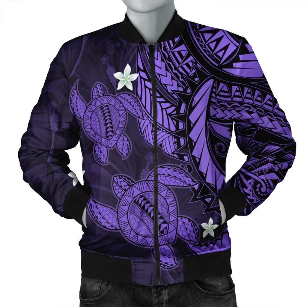 Hawaii Polynesian Turtle Hibiscus Bomber Jacket - Purple - AH - J4R Bomber Jacket Hawaii Polynesian Turtle Hibiscus Bomber Jacket - Purple - AH - J4R Bomber Jacket