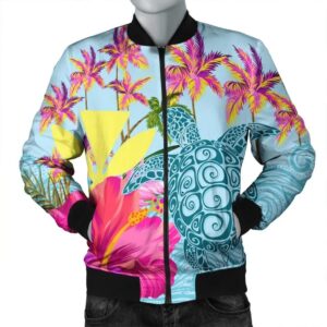 Hawaii Sea Turtle Hibiscus Kanaka Bomber Jacket - AH - J4R Bomber Jacket
