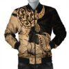 Hawaii Turtle Bomber Jacket Polynesian Hibiscus Art Gold - AH - JR Bomber Jacket