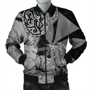 Hawaii Turtle Bomber Jacket Polynesian Hibiscus Art Ver 2.0 Gray - AH - JR