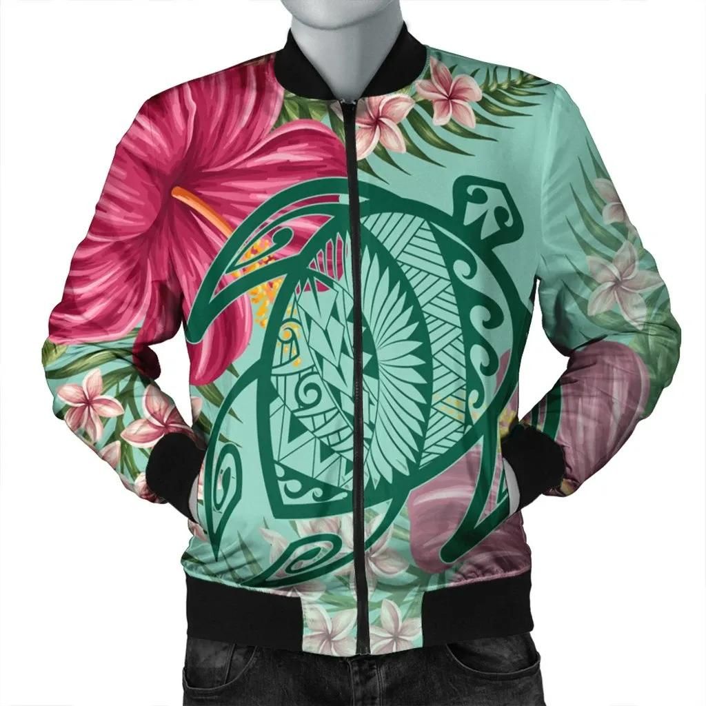 Hawaii Turtle Hibiscus Plumeria Bomber Jacket - Hug Style - AH - J4R Bomber Jacket Hawaii Turtle Hibiscus Plumeria Bomber Jacket - Hug Style - AH - J4R Bomber Jacket
