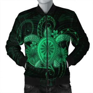 Hawaii Turtle Hibiscus Polynesian Bomber Jacket - Full Style - Green - AH - J4R Bomber Jacket