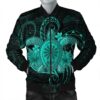 Hawaii Turtle Hibiscus Polynesian Bomber Jacket - Full Style - Turquoise - AH - J4R Bomber Jacket