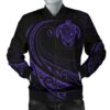 Hawaii Turtle Map Polynesian Men's Bomber Jacket - Purple - Frida Style - AH J9 Bomber Jacket