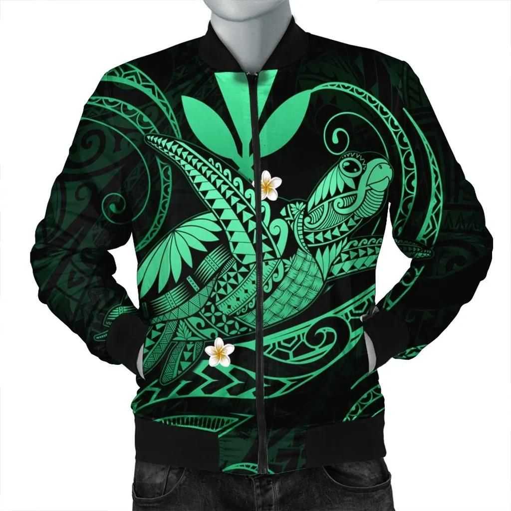 Hawaii Turtle Polynesian Bomber Jacket - Nane Style Green - AH - J4R Bomber Jacket Hawaii Turtle Polynesian Bomber Jacket - Nane Style Green - AH - J4R Bomber Jacket