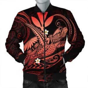 Hawaii Turtle Polynesian Bomber Jacket - Nane Style Red - AH - J4R