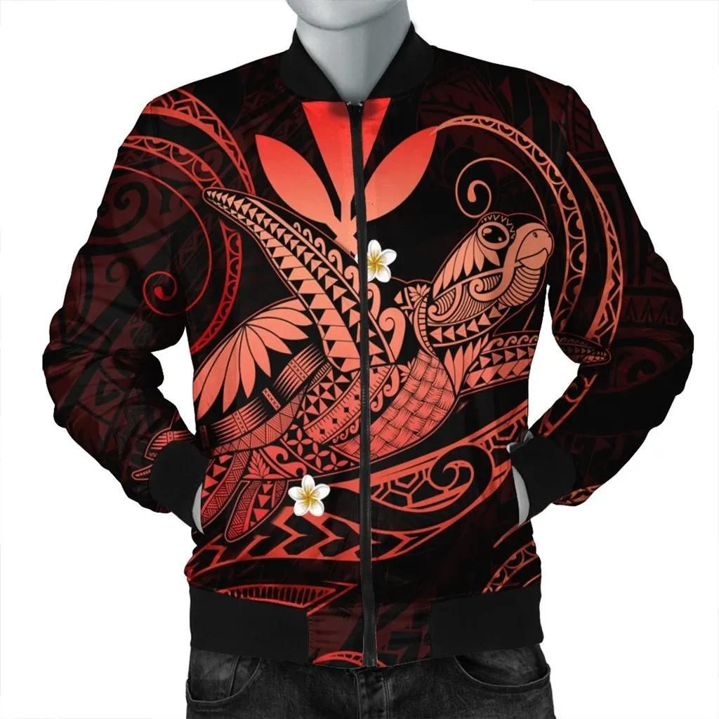 Hawaii Turtle Polynesian Bomber Jacket - Nane Style Red - AH - J4R Hawaii Turtle Polynesian Bomber Jacket - Nane Style Red - AH - J4R