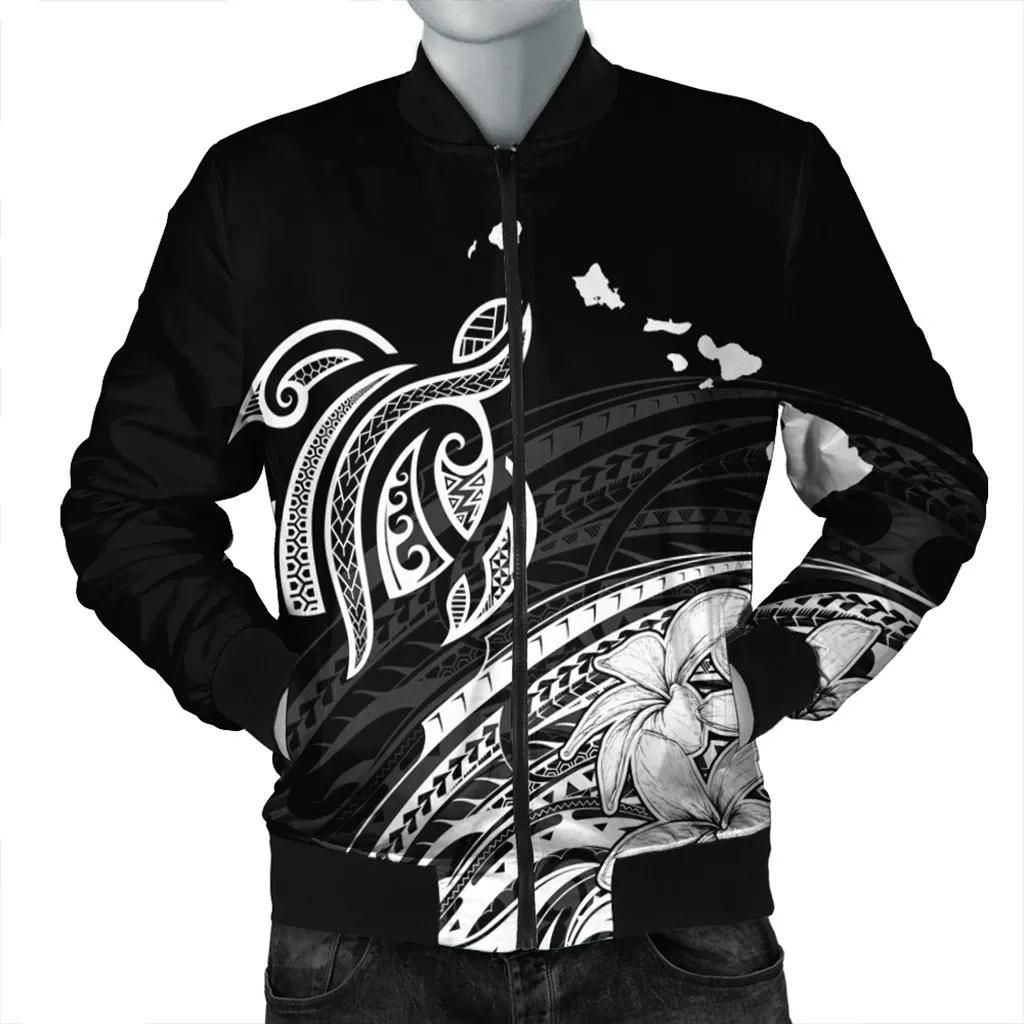 Hawaii Turtle Polynesian Map Plumeria Bomber Jacket White - AH - JR Bomber Jacket Hawaii Turtle Polynesian Map Plumeria Bomber Jacket White - AH - JR Bomber Jacket