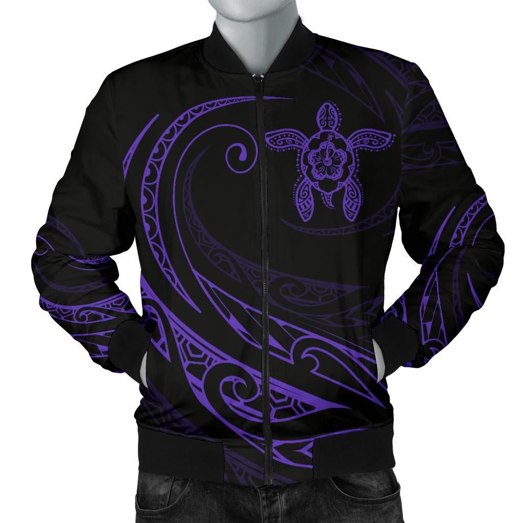 Hawaii Turtle Polynesian MenÊ»s Bomber Jacket - Purple - Frida Style - AH J9 Bomber Jacket Hawaii Turtle Polynesian MenÊ»s Bomber Jacket - Purple - Frida Style - AH J9 Bomber Jacket