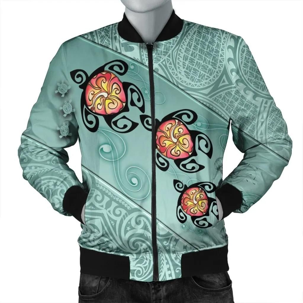Hawaii Turtle Swimming Tribal Polynesian Bomber Jacket - AH - Min Style - J5R Bomber Jacket Hawaii Turtle Swimming Tribal Polynesian Bomber Jacket - AH - Min Style - J5R Bomber Jacket