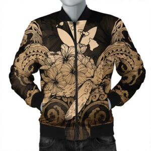 Hawaii Turtle Wave Polynesian Bomber Jacket - Hey Style Gold - AH - J4R Bomber Jacket
