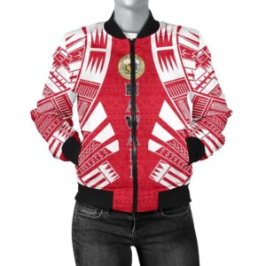 Hawaii Women Bomber Jacket - Polynesian Tattoo Flag - BN0110 Bomber Jacket