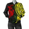 Hawaii Women's Bomber Jacket - Polynesian Patterns With Hibiscus Flowers - BN15 Bomber Jacket
