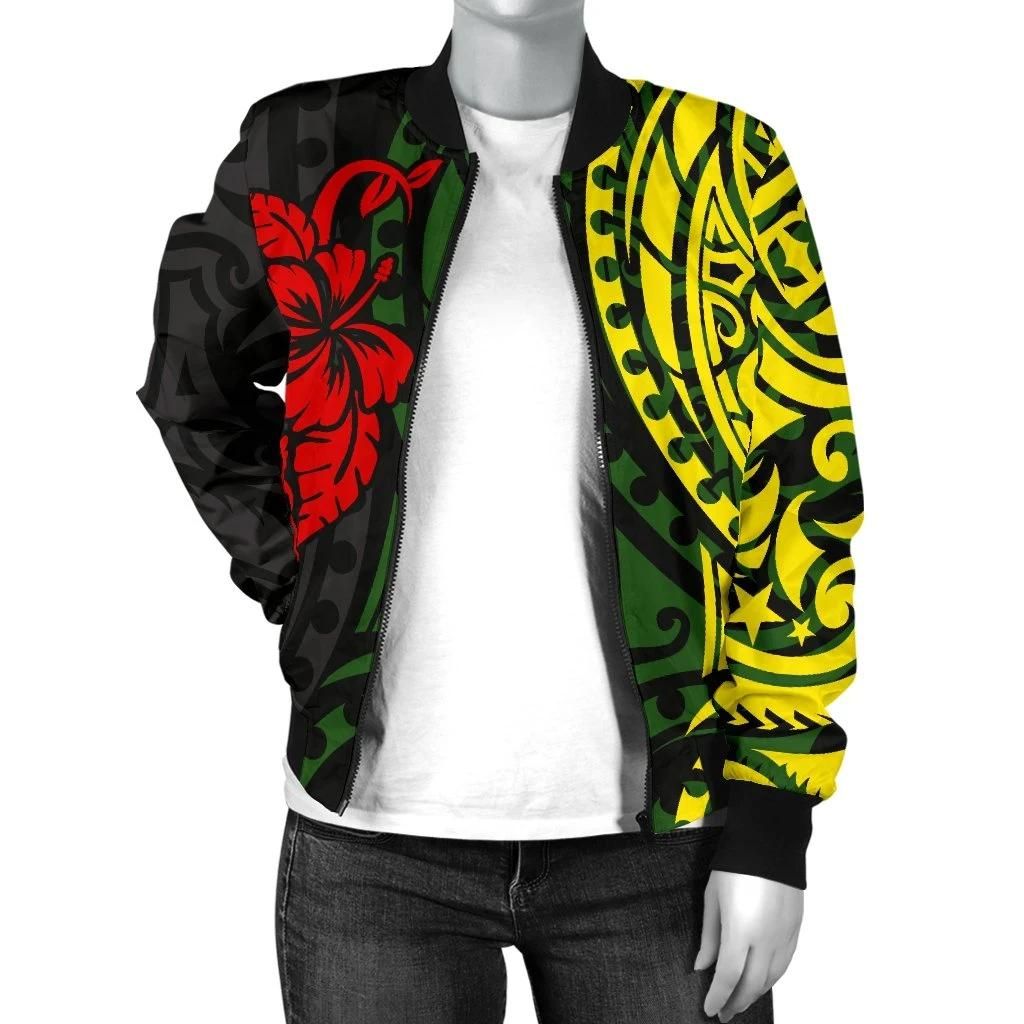 Hawaii-Womens-Bomber-Jacket-Polynesian-Patterns-With-Hibiscus-Flowers-BN15-Bomber-Jacket-2