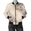 Hawaii Women's Bomber Jacket - The Beige Hibiscus A7 Bomber Jacket