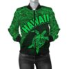 Hawaii Women's Bomber Jacket Turtle Mermaid Polynesian Green Version TH0 Bomber Jacket