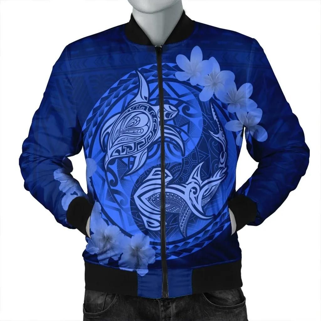 Hawaii Yin Yang Turtle Shark Hibiscus Plumeria Bomber Jacket - Blue - AH - J4R Bomber Jacket Hawaii Yin Yang Turtle Shark Hibiscus Plumeria Bomber Jacket - Blue - AH - J4R Bomber Jacket