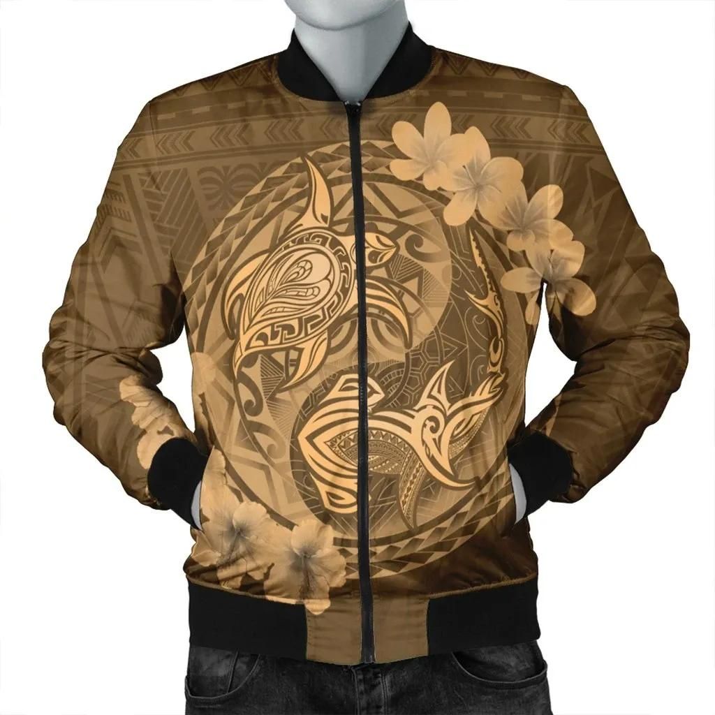 Hawaii Yin Yang Turtle Shark Hibiscus Plumeria Bomber Jacket - Gold - AH - J4R Bomber Jacket Hawaii Yin Yang Turtle Shark Hibiscus Plumeria Bomber Jacket - Gold - AH - J4R Bomber Jacket