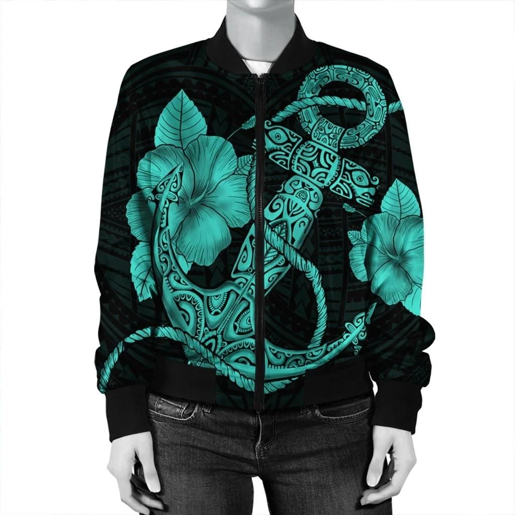 Hawaiian-Anchor-Poly-Tribal-Hibiscus-Polynesian-Bomber-Jacket-Turquoise-AH-JR-Bomber-Jacket-2