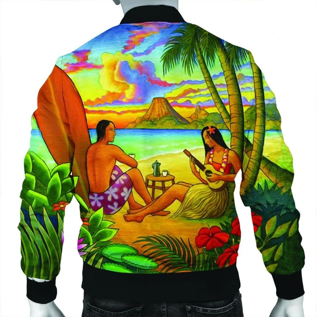 Hawaiian-Couple-Sing-A-Song-On-Beach-Sunset-Bomber-Jacket-AH-JR-Bomber-Jacket-1