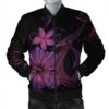 Hawaiian Fish Hook Hibiscus Plumeria Polynesian Bomber Jacket - Pink - AH - J4R Bomber Jacket