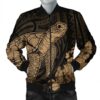 Hawaiian Hibiscus Memory Turtle Polynesian Bomber Jacket Gold - AH - JR Bomber Jacket