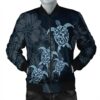 Hawaiian Hibiscus Plumeria Sea Turtle Polynesian Bomber Jacket - AH - JR
