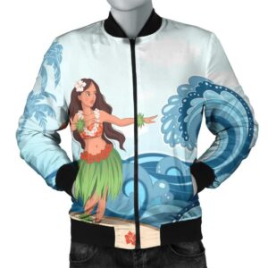Hawaiian Hula Dance Cartoon Hibiscus Wave Bomber Jacket - AH - JR Bomber Jacket