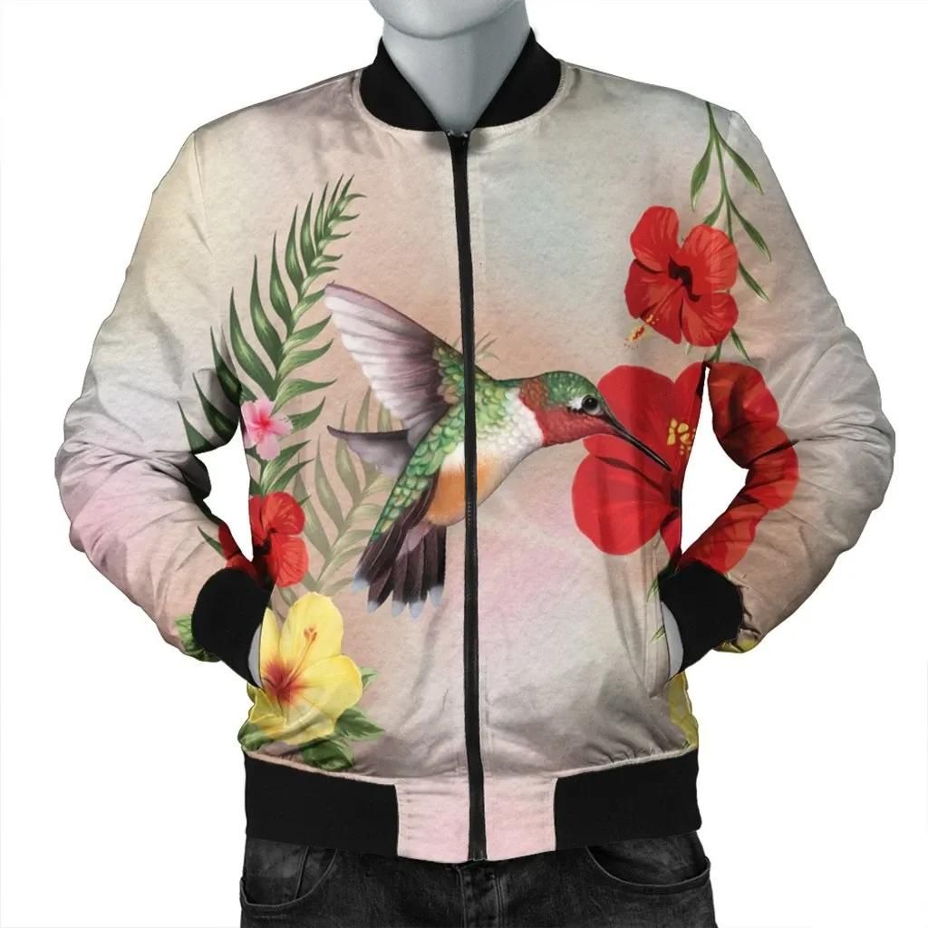 Hawaiian Hummingbirds Hibiscus Polynesian Bomber Jacket - AH - JR Bomber Jacket Hawaiian Hummingbirds Hibiscus Polynesian Bomber Jacket - AH - JR Bomber Jacket
