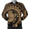 Hawaiian Kanaka Honu Map Hibiscus Globular Polynesian Gold Bomber Jacket - AH - JR Bomber Jacket