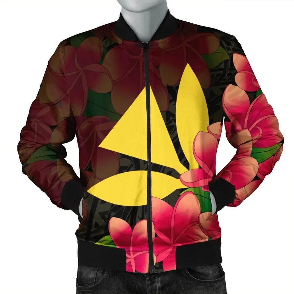 Hawaiian Kanaka Plumeria Polynesian Bomber Jacket - AH - J4R Hawaiian Kanaka Plumeria Polynesian Bomber Jacket - AH - J4R
