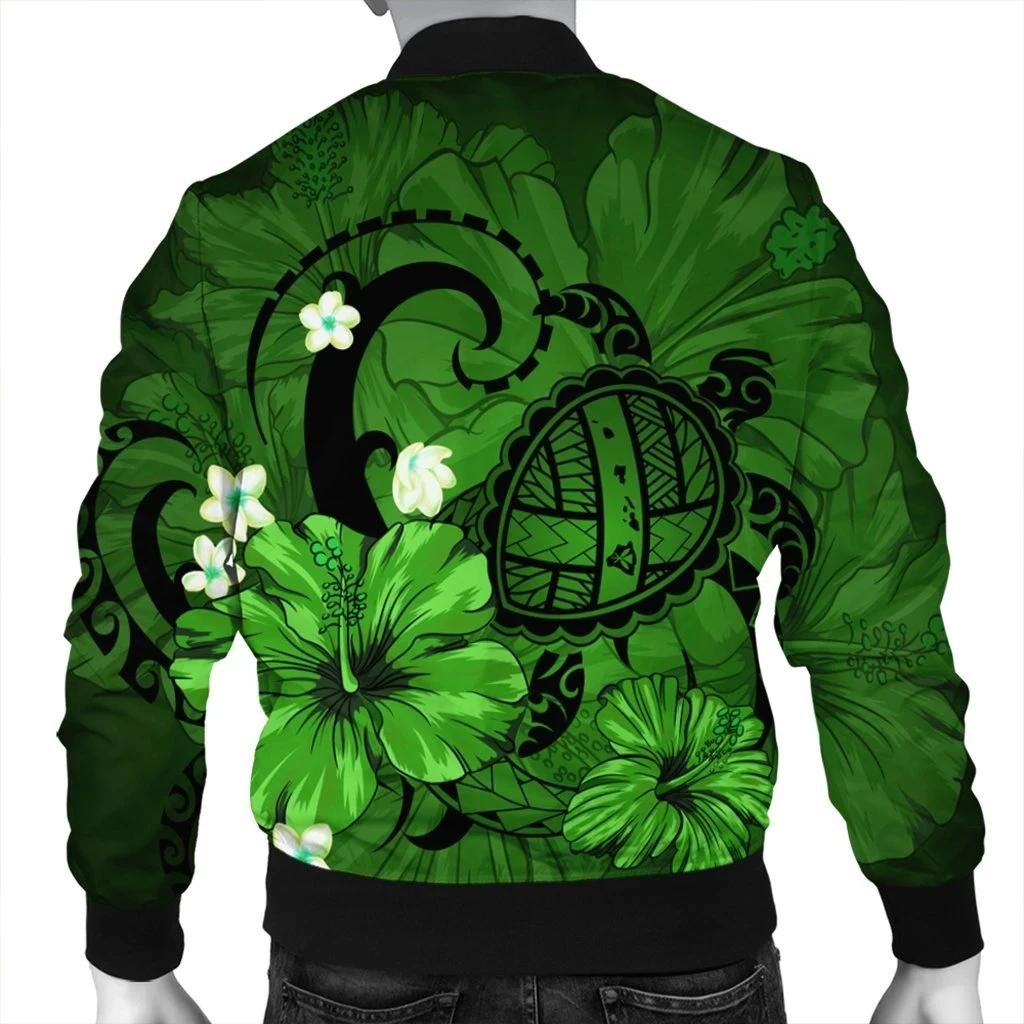 Hawaiian-Map-Big-Turtle-Hibiscus-Plumeria-Tribal-Polynesian-Bomber-Jacket-Green-AH-J6R-Bomber-Jacket-1