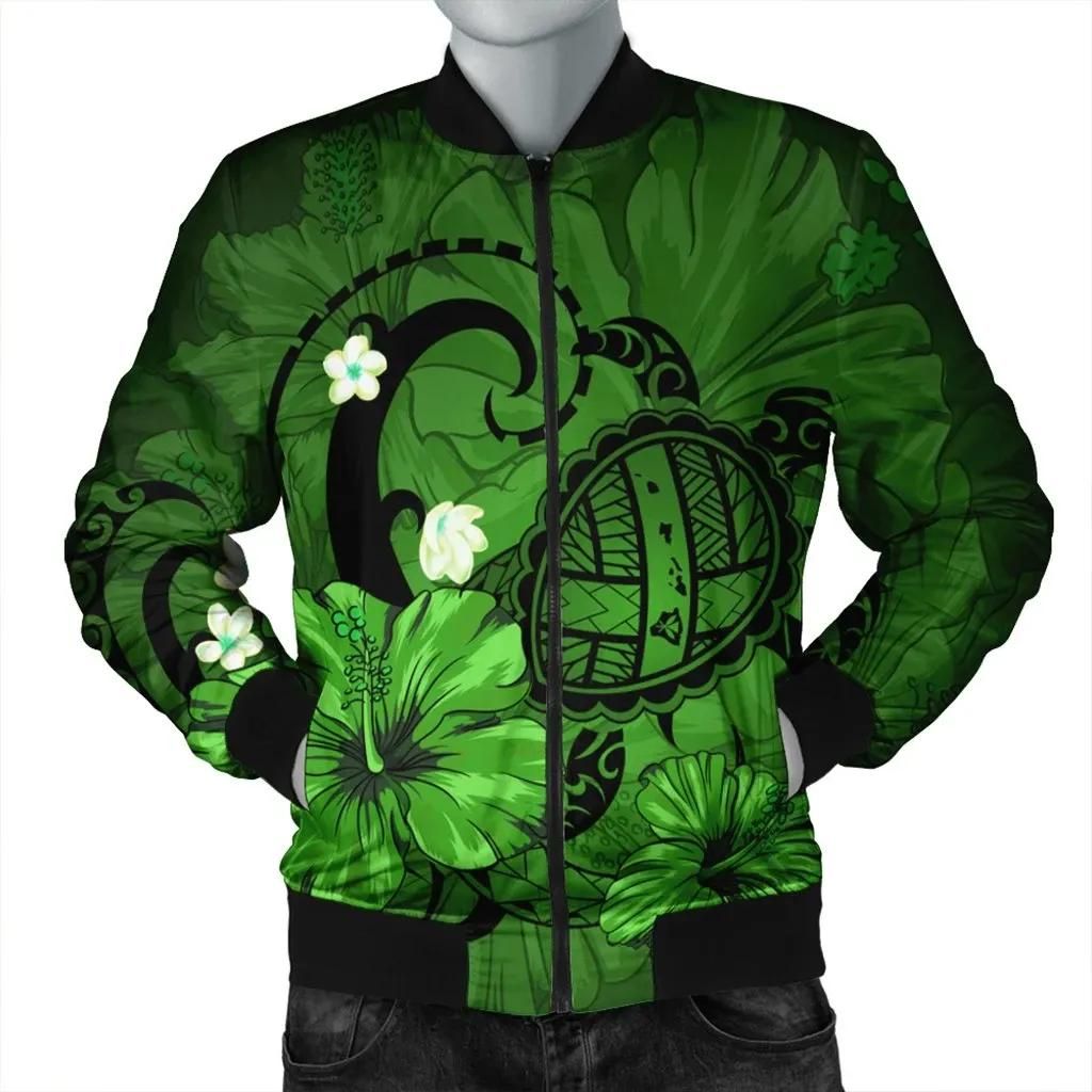 Hawaiian Map Big Turtle Hibiscus Plumeria Tribal Polynesian Bomber Jacket - Green - AH - J6R Bomber Jacket Hawaiian Map Big Turtle Hibiscus Plumeria Tribal Polynesian Bomber Jacket - Green - AH - J6R Bomber Jacket