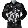 Hawaiian Map Kanaka Hibiscus Turtle White Polynesian Bomber Jacket - AH - J4R Bomber Jacket
