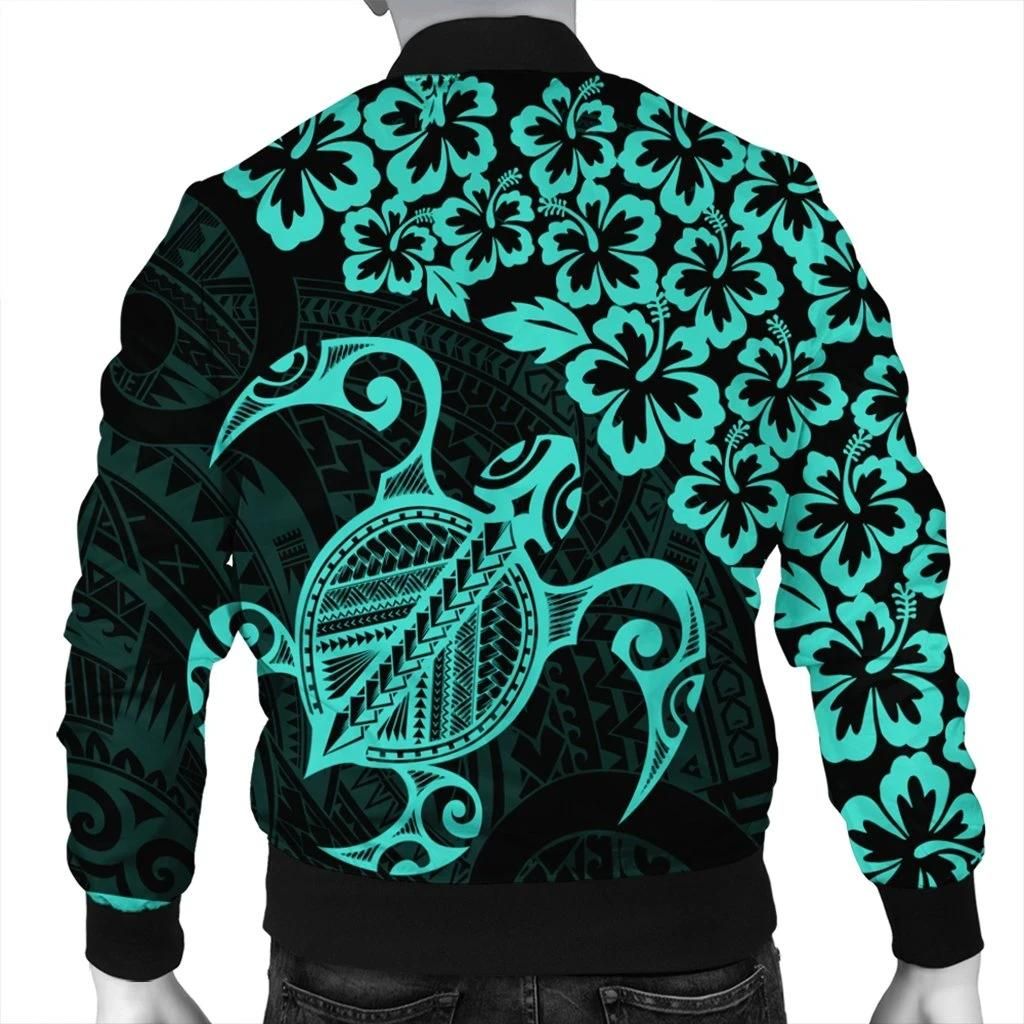 Hawaiian-Map-Turtle-Hibiscus-Kanaka-Polynesian-Bomber-Jacket-Turquoise-AH-J4R-Bomber-Jacket-1