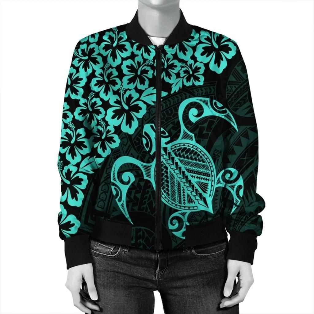 Hawaiian-Map-Turtle-Hibiscus-Kanaka-Polynesian-Bomber-Jacket-Turquoise-AH-J4R-Bomber-Jacket-2