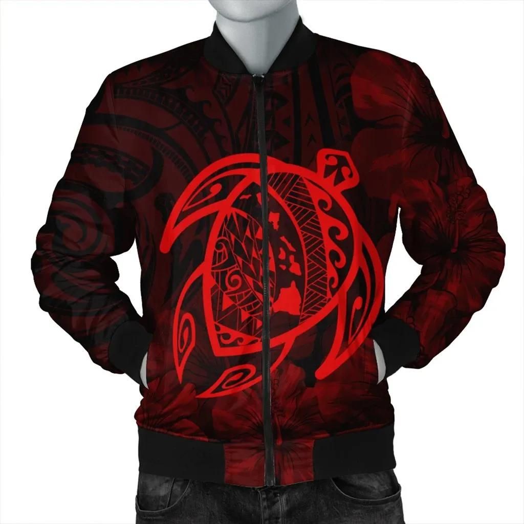 Hawaiian Map Turtle Kanaka Hibiscus Polynesian Bomber Jacket - Red - AH - J4R Bomber Jacket Hawaiian Map Turtle Kanaka Hibiscus Polynesian Bomber Jacket - Red - AH - J4R Bomber Jacket