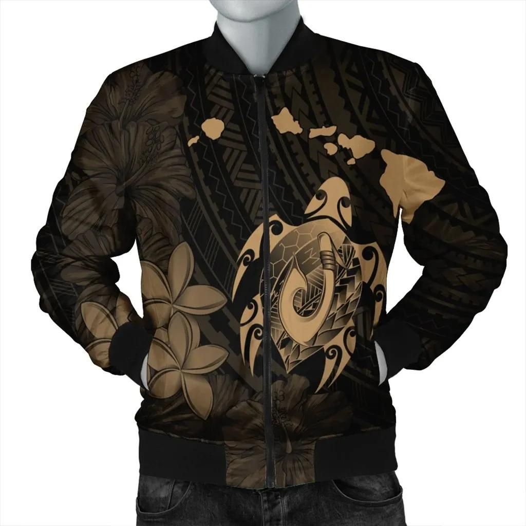 Hawaiian Map Turtle Plumeria Hibiscus Fish Hook Polynesian Bomber Jacket Gold - AH - J5R Bomber Jacket Hawaiian Map Turtle Plumeria Hibiscus Fish Hook Polynesian Bomber Jacket Gold - AH - J5R Bomber Jacket