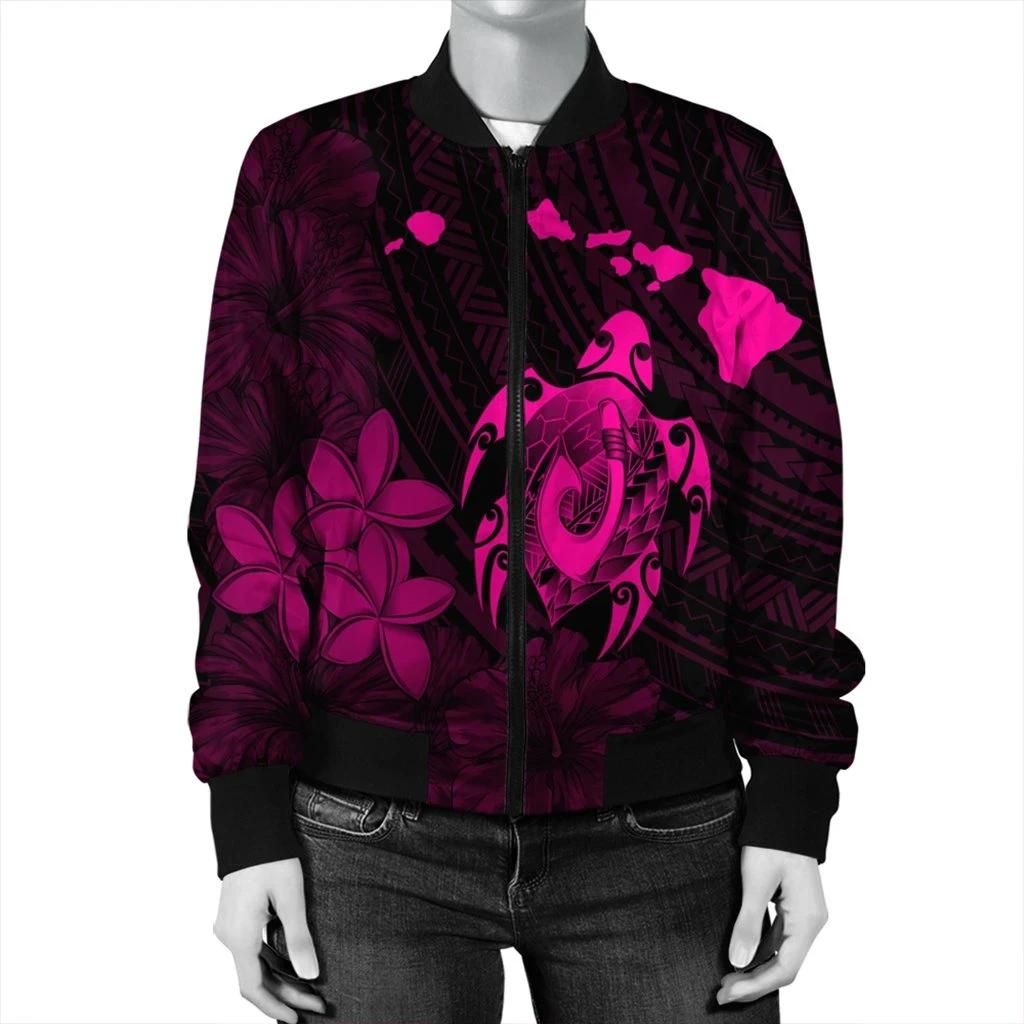 Hawaiian-Map-Turtle-Plumeria-Hibiscus-Fish-Hook-Polynesian-Bomber-Jacket-Pink-AH-J5R-Bomber-Jacket-2