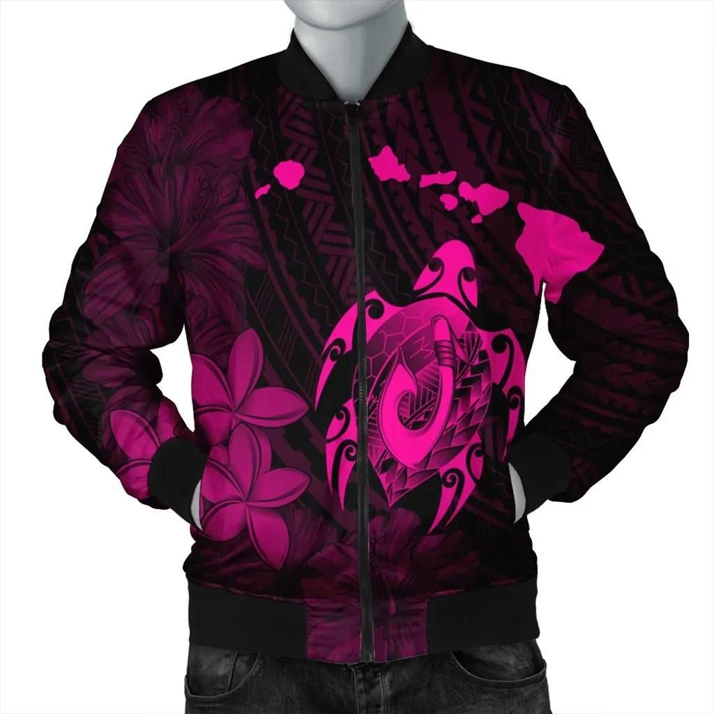 Hawaiian Map Turtle Plumeria Hibiscus Fish Hook Polynesian Bomber Jacket Pink - AH - J5R Bomber Jacket Hawaiian Map Turtle Plumeria Hibiscus Fish Hook Polynesian Bomber Jacket Pink - AH - J5R Bomber Jacket