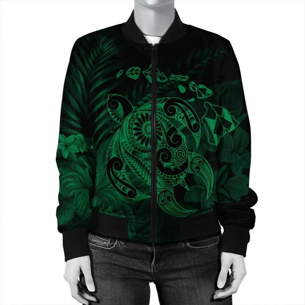 Hawaiian-Map-Turtle-Tattoo-Hibiscus-Plumeria-Polynesian-Bomber-Jacket-Green-AH-J4R-Bomber-Jacket-2