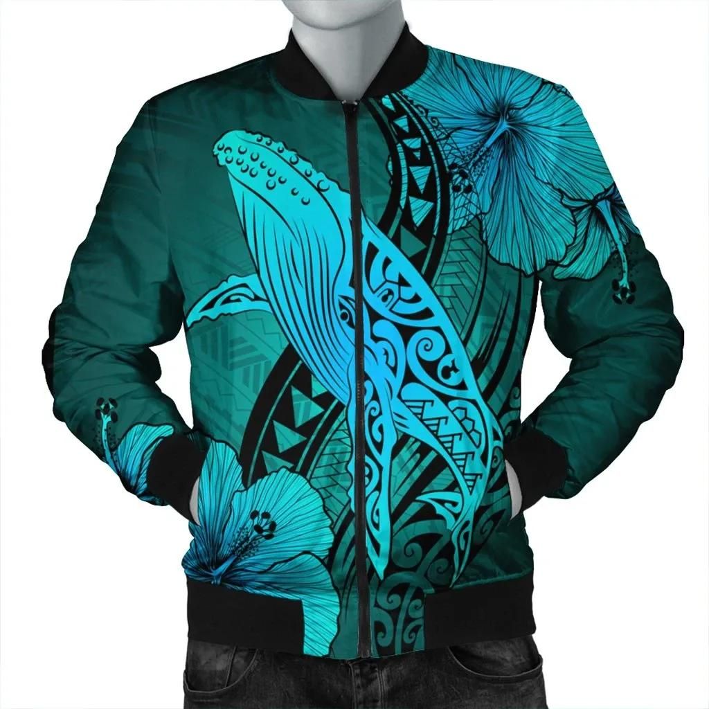 Hawaiian Map Whale Swim Hibiscus Polynesian Bomber Jacket - Turquoise - AH - J6R Bomber Jacket Hawaiian Map Whale Swim Hibiscus Polynesian Bomber Jacket - Turquoise - AH - J6R Bomber Jacket