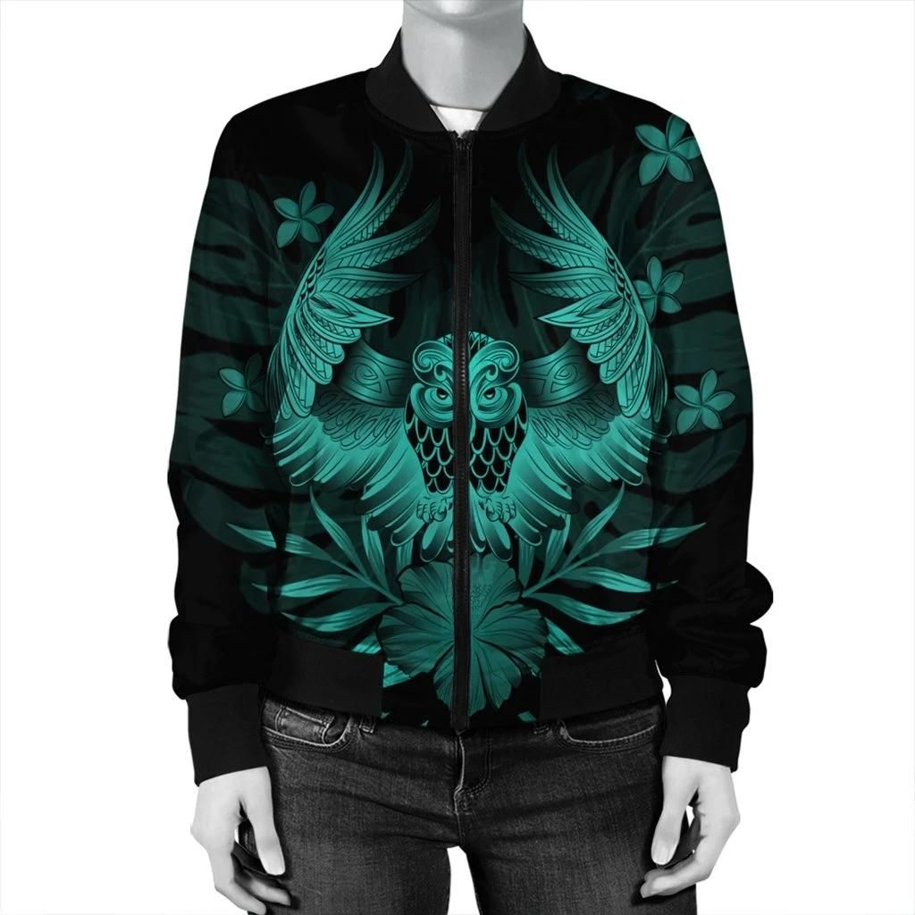 Hawaiian-Owl-Hibiscus-Plumeria-Polynesian-Bomber-Jacket-Turquoise-AH-J4R-Bomber-Jacket-2