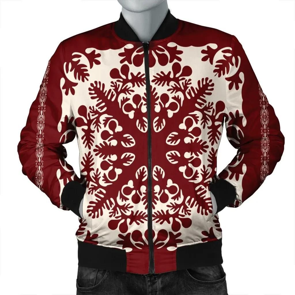 Hawaiian Palm Tree Quilt Tradition Red Bomber Jacket - AH - JR Bomber Jacket Hawaiian Palm Tree Quilt Tradition Red Bomber Jacket - AH - JR Bomber Jacket