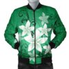 Hawaiian Plumeria Polynesian Bomber Jacket - Green - AH - J4R Bomber Jacket