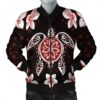 Hawaiian Reddie Turtle Plumeria Bomber Jacket AH - J0R Bomber Jacket