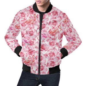 Hawaiian Tropical Flamingo Floral Pattern Print Mens Bomber Jacket