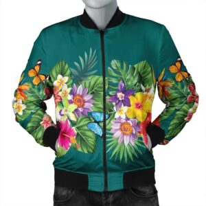 Hawaiian Tropical Strelitzia Plumeria Orchids Hibiscus Polynesian Bomber Jacket - AH - JR Bomber Jacket