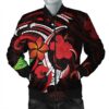 Hawaiian Turtle Hibiscus And Plumeria Flower Polynesian Bomber Jacket - AH - J4R Bomber Jacket
